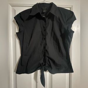 The Limited Women's Cap Sleeve Tie-Front Blouse Black  Size Large